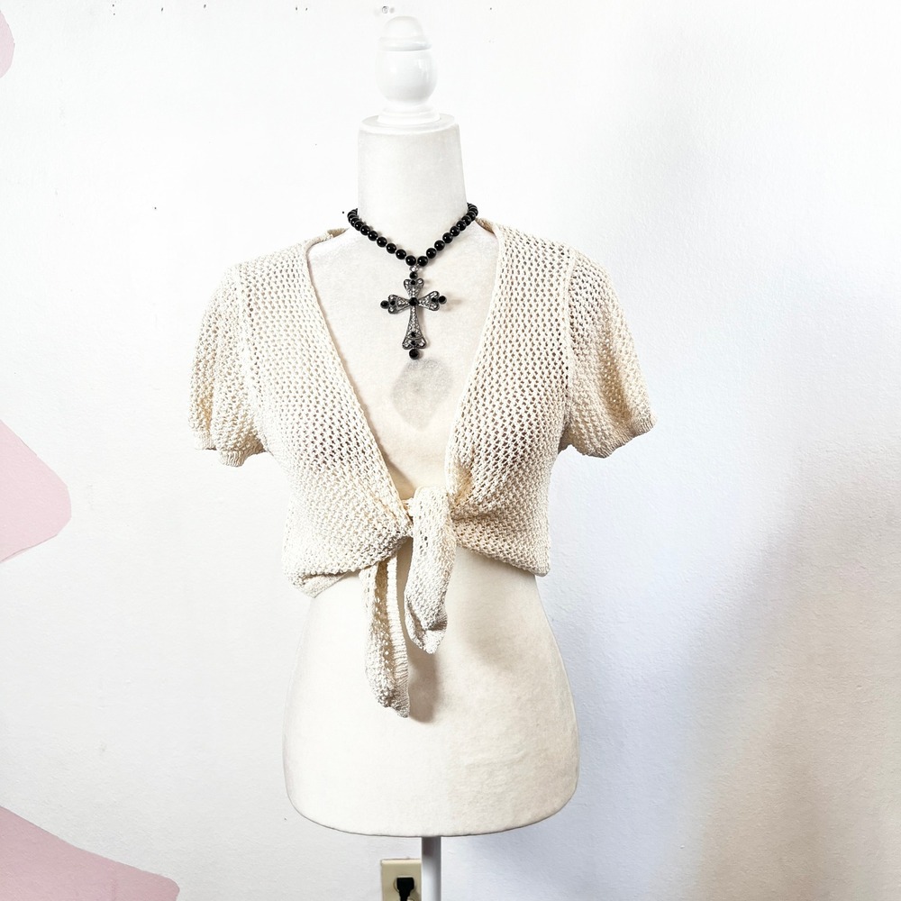 Cotton:On Crochet Bolero Top Sz‎ Large Beige Vacation Beach Summer